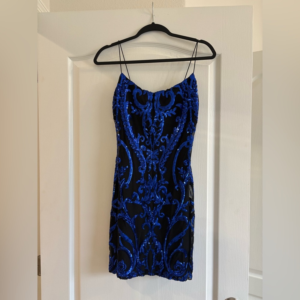 Windsor Blue and Black Sequin Dress